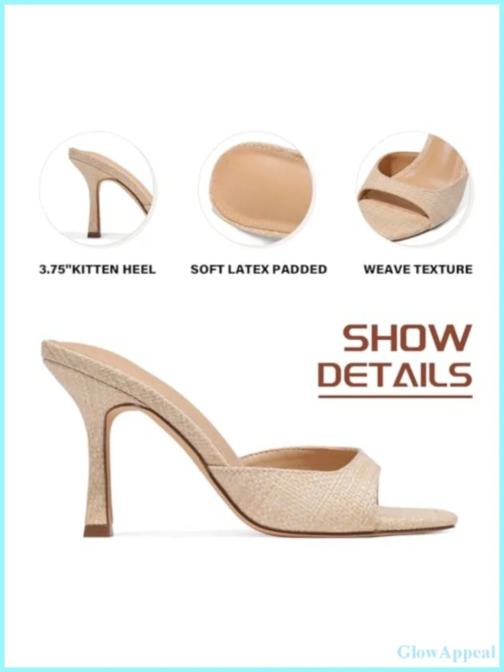 Espadrille Kitten Heels Sandals for Women Open Toe Stiletto Raffia Slip On